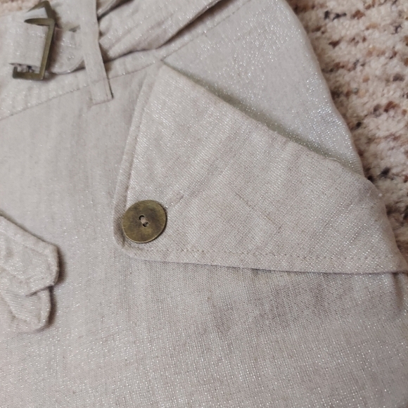 Willi Smith Womens Pants Linen Blend Crop Wide Leg Metallic Beige Khaki Size 10 - Picture 9 of 14